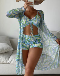 Ida | 3-teiliges Bikini-Set mit Print – Grün