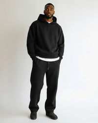 Oversized Loungewear Set für Herren mit Kapuzen Sweatshirt und Jogginghose – Schwarz