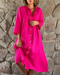 Luftiges Leinenkleid für Frauen – Rosa