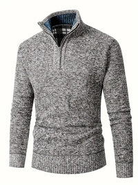 Ingram – Lässiger Pullover Mit Hohem Kragen Und Viertelreißverschluss – Grau