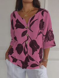 Shara - Modische Bluse mit V-Ausschnitt – Rosa