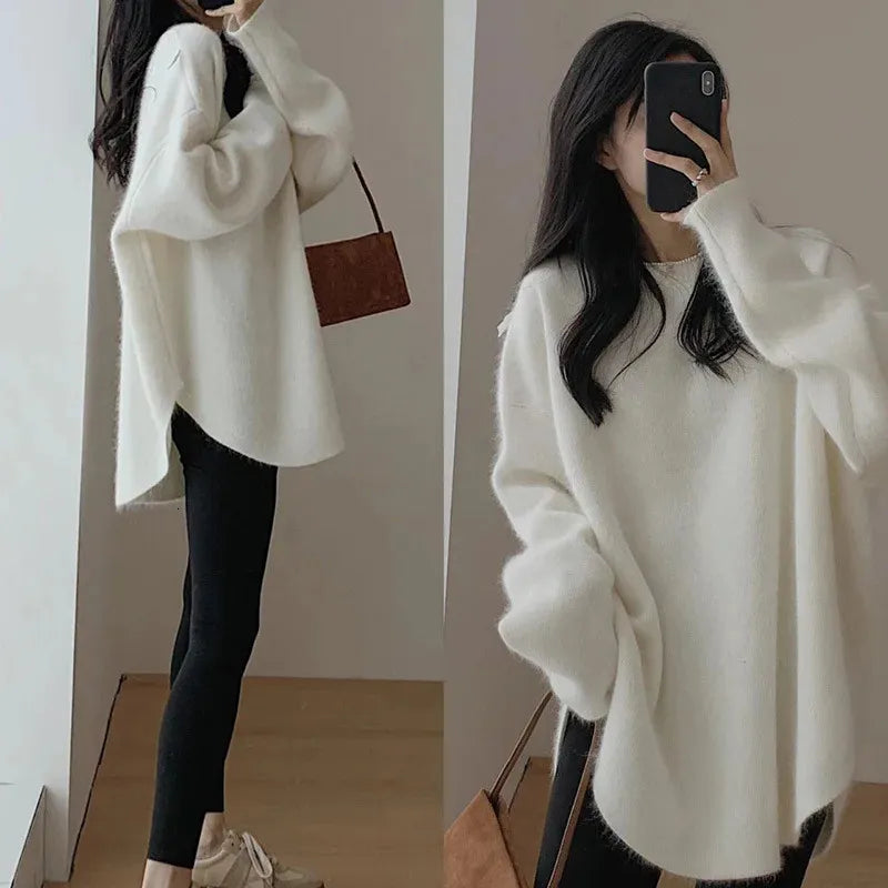 Clionya | Entspannter raffinierter Pullover mit Rundhalsausschnitt und Tropfenschulter