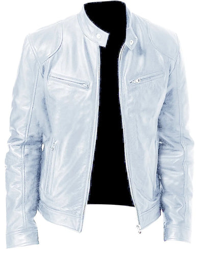 Enzo | Lässige Lederjacke mit Knopkragen – Stilvoll und Modern
