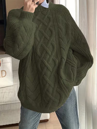 Elayra - Locker Sitzender Strick Pullover – Oliv