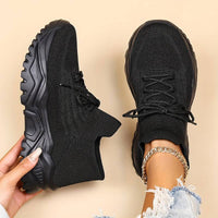 Sommerliche Sneaker für Damen - Bequeme Chunky Schuhe mit Fußbett für heiße Tage – Schwarz