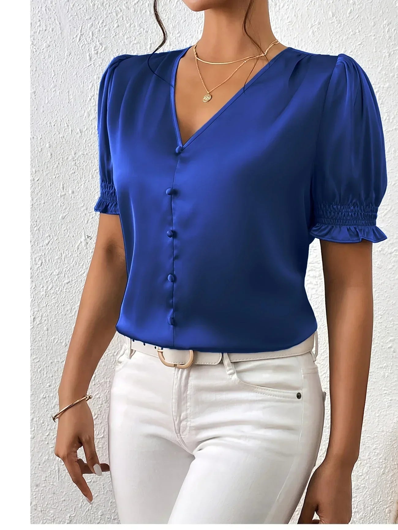 Abella™| Elegante Bluse Mit V-Ausschnitt Und Puffärmeln