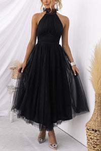 Phoebe - Kleid mit langem Rock – Schwarz