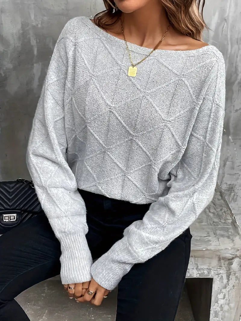 Clithara | Modischer Pullover mit Fledermausärmeln und elegantem U-Boot-Ausschnitt