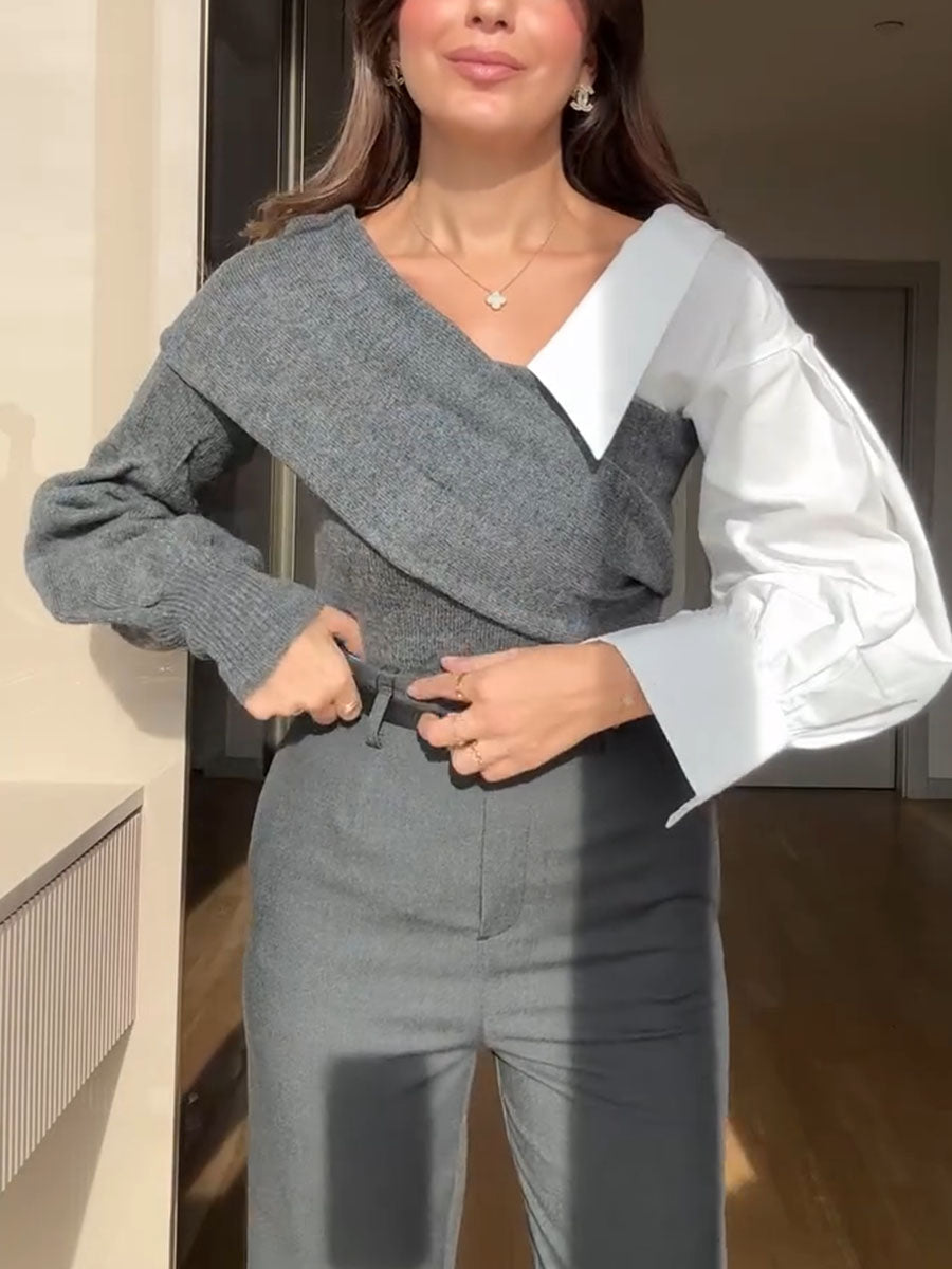 Nadine - Vielseitiger Patchwork-Strickpullover