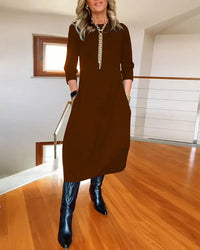 MAGDALENA - ELEGANTES UND BEQUEMES KLEID – Braun
