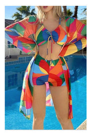 Catherine – 3-teiliges Bikini-Set mit Langarm-Cardigan für den Sommerstrand – Bildfarbe