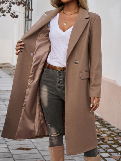Irelitha | Damen Mantel mit Taschen, Kragen und langen Ärmeln
