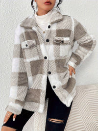 Nora | Kuschelige Karo Fleecejacke für Damen – Khaki