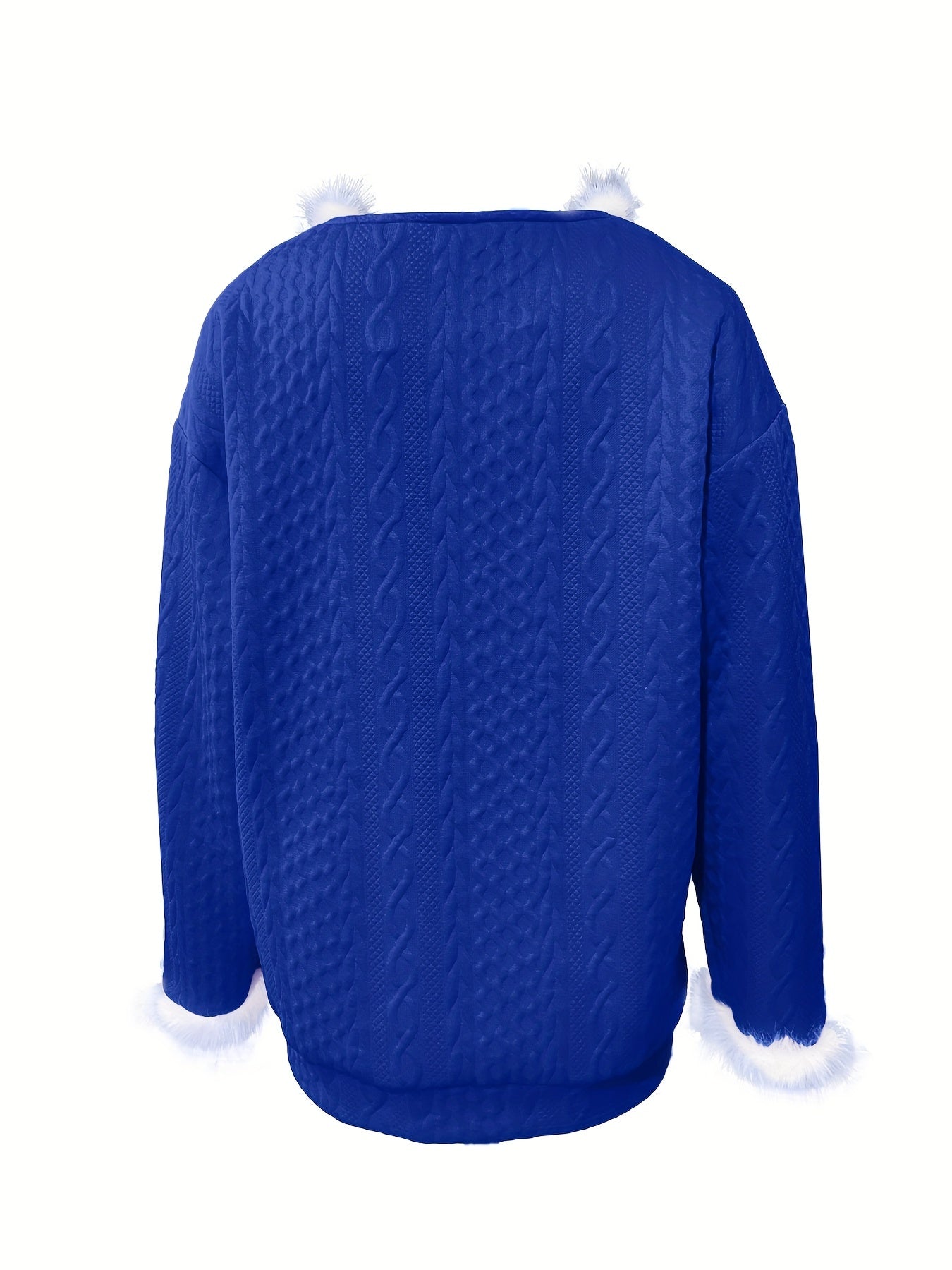 Reivlora | Weihnachtlicher Pullover mit Kunstfellbesatz