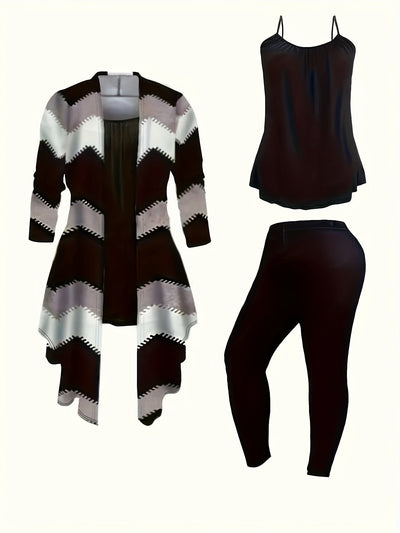 Leylissa | Schwarzes Dreiteiliges Set mit Chevron