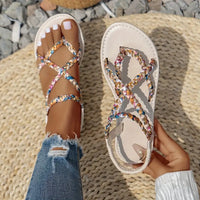 Hallie | Flache böhmische Sandalen für Frauen – Beige