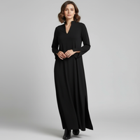 Damenkleid | Lange Ausführung mit gerader Linienführung – Schwarz