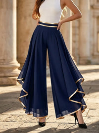 Querida - Drapierte Palazzohosen – Marine