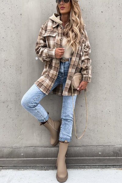 Lasandraith | Kariertes Kapuzenmantel in Khaki