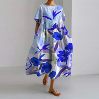Elegantes Blumen Kleid – Blau