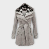 Elyana – Warmer Wintermantel mit Kapuze – Grau