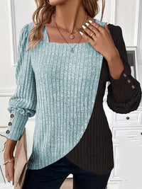 THERESA - BLUSE AUS ASYMMETRISCHEM STRICK – Grün