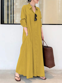 Stellania | Solide Farbe Maxi Damen Kleid – Gelb