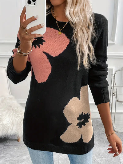 Clisania | Blühende Eleganz Florale Tunika Pullover Vielseitig