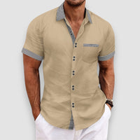 Enzo | Short Sleeve Button Shirt – Beige