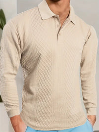 Benoit – Lior Strukturiertes T-Hemd Mit Jacquard Kragen – Khaki