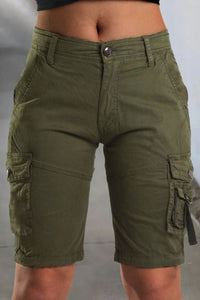 Heidi-Mode | Stilvolle Mid-Cargo-Shorts – Armee grün