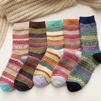 Emma | Vintage Socken – 5 Paar Mehrfarbige Streifen