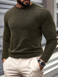 Kaufman – Lässiger Langarm Strick Pullover – Olivgrün