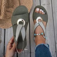 Maisie - gepolsterte flache Sandalen – Grün