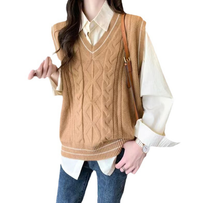 Sommerlicher Jasmin Pullunder | Leichter gestrickter ärmelloser Pullover mit V-Ausschnitt für Damen – Koffee