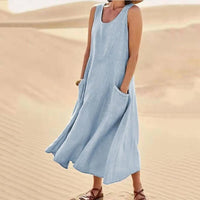 Tina™ - Sommer Leinenkleid – Hellblau