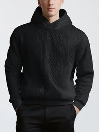 Karah - Langärmeliger Strick Kapuzenpullover – Schwarz