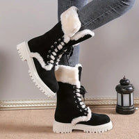 Reivina | Schwarze Orthopädische Schneestiefel mit Fleecefutter – Schwarz