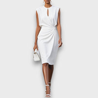 Clarisse – Midi-Kleid mit Drapierung – Weiß