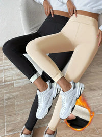 Shivlina | Doppelte, einfarbige Skinny-Leggings – Schwarz + Aprikose