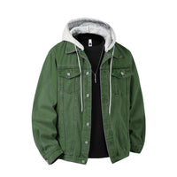 Fabian | Herren Jeansjacke mit Kapuze – Olivegrün