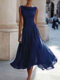 Vireen - plissiertes Midikleid – Marine