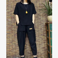 MELIKE - SET AUS BLUSE UND CARGOHOSE – Schwarz