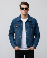 Klassische Herrenjacke mit Brusttaschen und Kragen – Blau