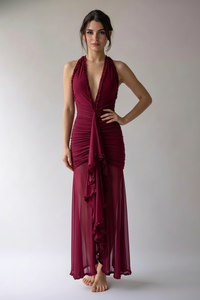 “Nikolina” Evening Dress – Bordeaux