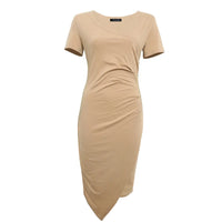 Damenkleid mit Rundhalsausschnitt – Elegantes Sommerkleid für Alltag & Besondere Anlässe – Beige