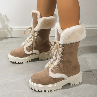 Reivina | Schwarze Orthopädische Schneestiefel mit Fleecefutter