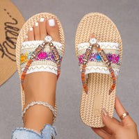 Aurora | Elegante flache Sandalen im chinesischen Ethnostil für Frauen – Beige