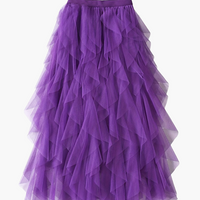 Damenrock Elegante Mehrlagige Volant Romantisches Festkleid – Violett