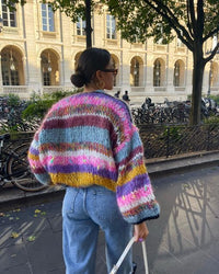 Sayelora | Gestreifte offene Strickjacke – Lila